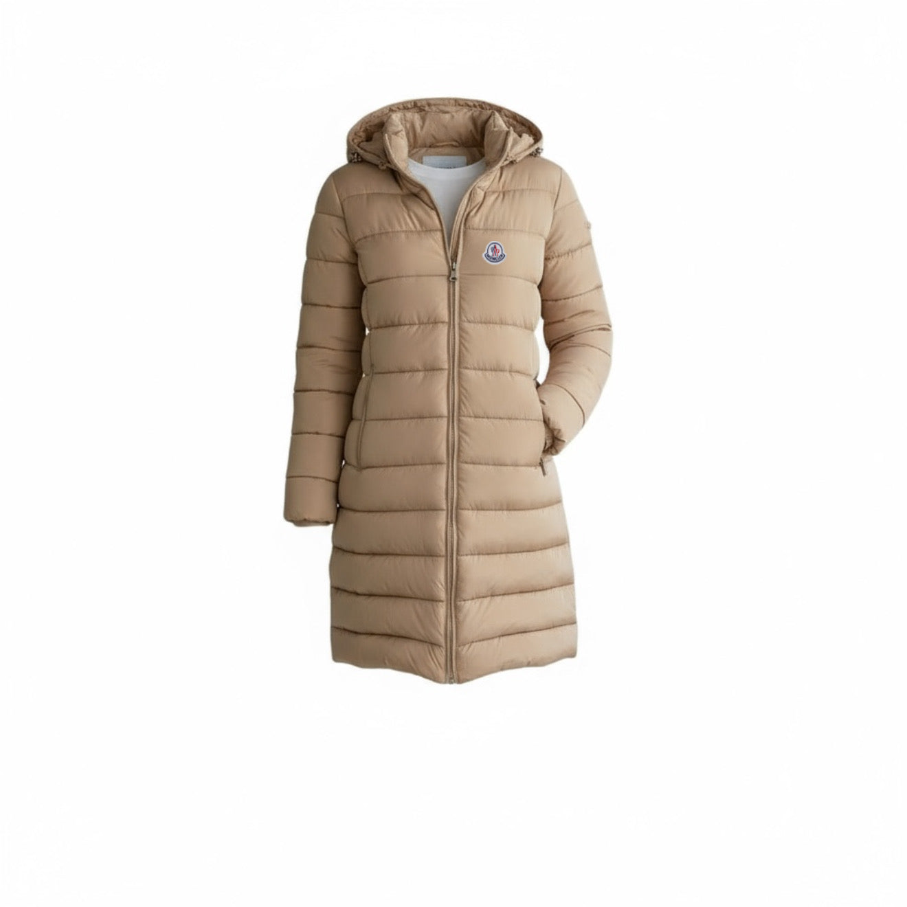 Μπουφάν Moncler Γυναικείο Μακρύ Puffer Μπεζ