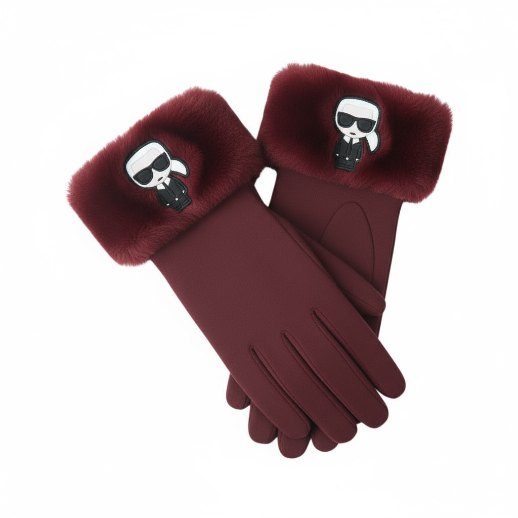 Γάντια Karl Lagerfeld με γούνα & λογότυπο Karl
