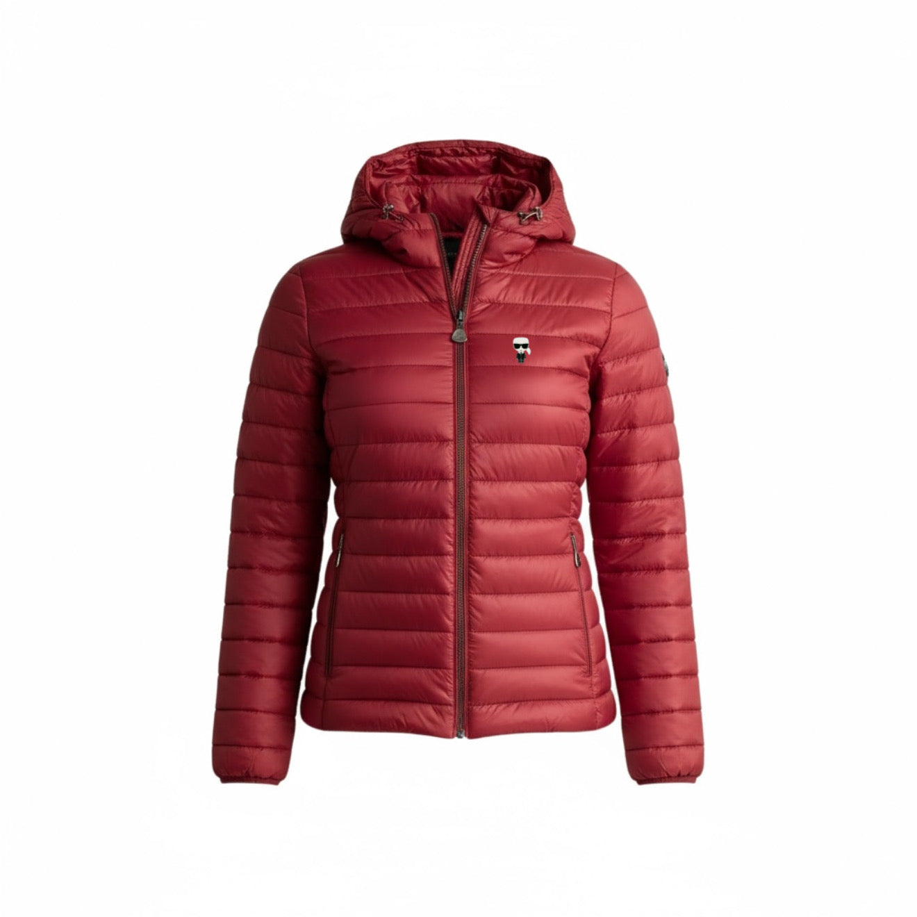 Γυναικείο Μπουφάν Karl Lagerfeld Puffer με Κουκούλα – Μπορντό