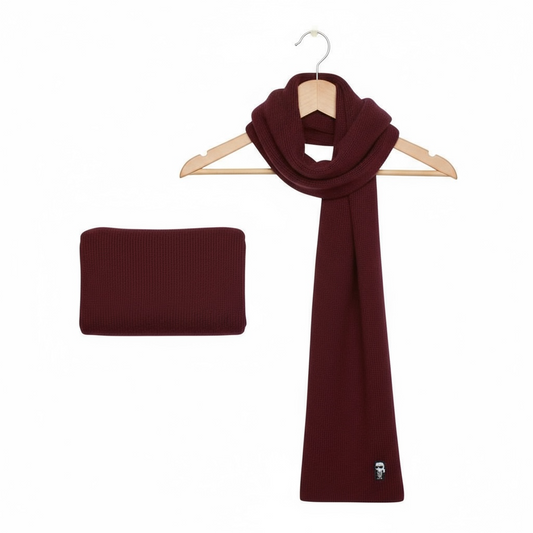 Karl Lagerfeld Ikonik Ribbed Scarf – Μπορντό