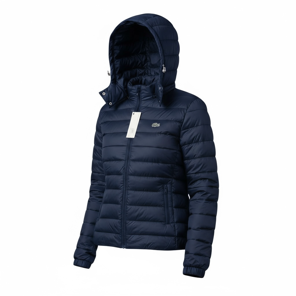 Γυναικείο Φουσκωτό Μπουφάν με Κουκούλα Lacoste – Μπλε