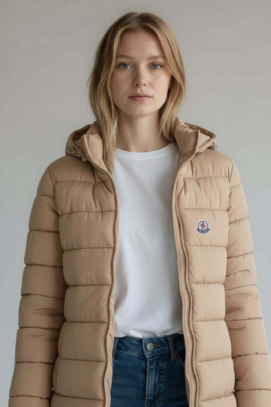 Μπουφάν Moncler Γυναικείο Μακρύ Puffer Μπεζ