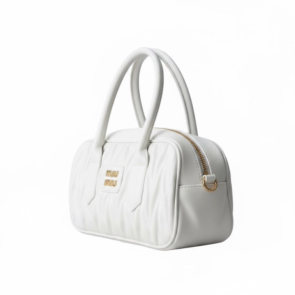 Miu Miu Matelassé Leather Handbag – Λευκό