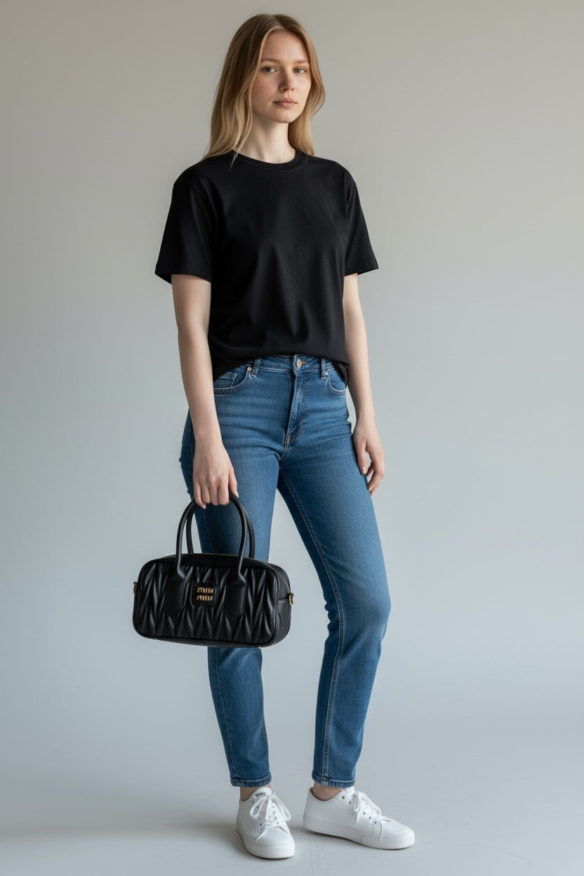 Miu Miu Matelassé Leather Handbag – Μαύρο