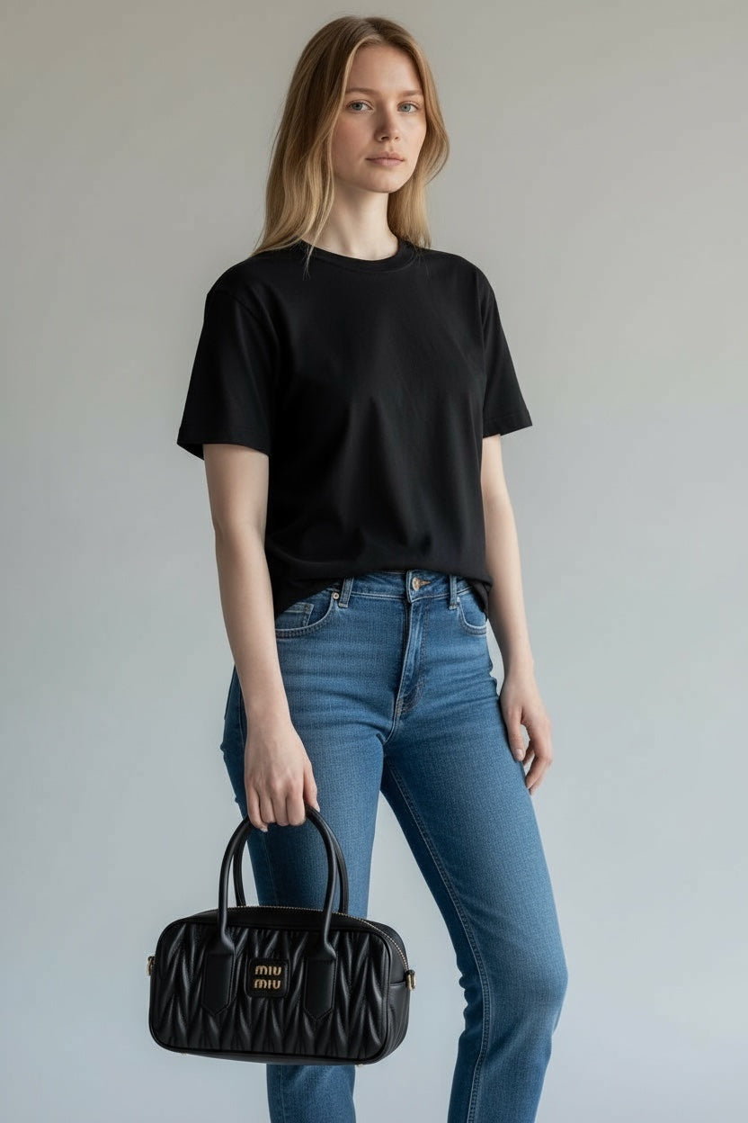 Miu Miu Matelassé Leather Handbag – Μαύρο
