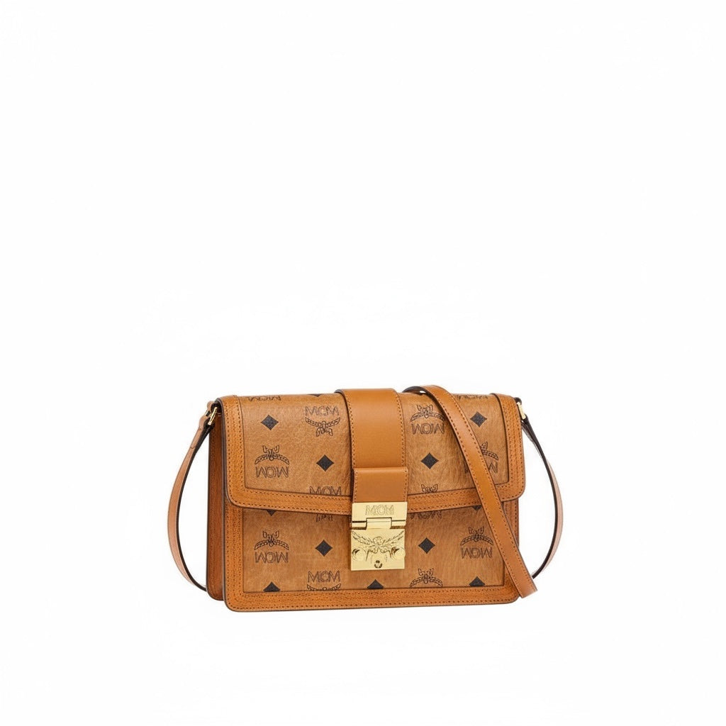 MCM Patricia Visetos Crossbody Bag – Cognac