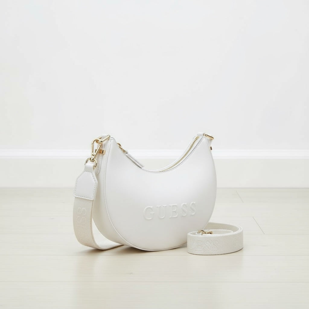 GUESS Luna Hobo Crossbody Bag – White