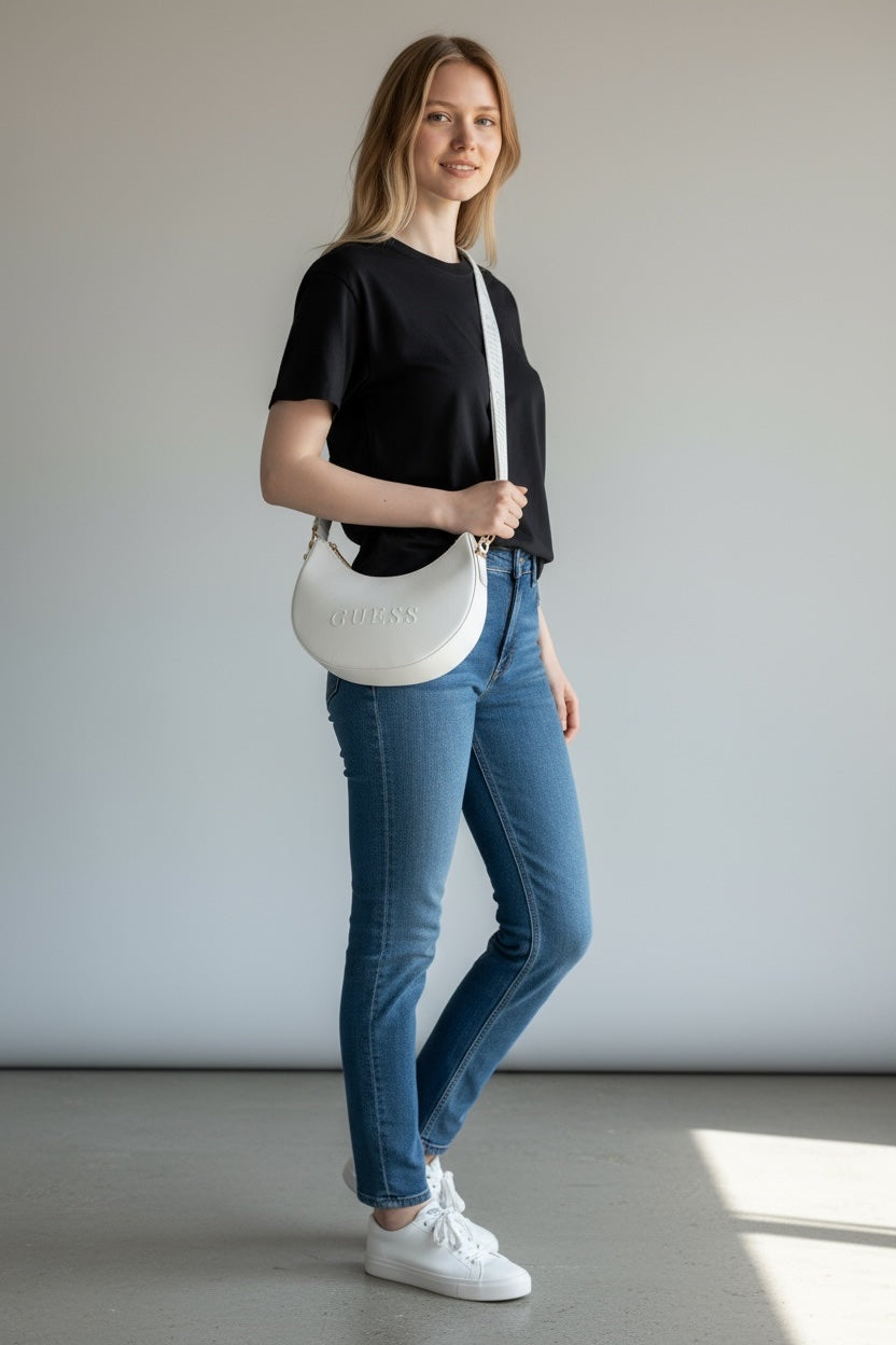 GUESS Luna Hobo Crossbody Bag – White