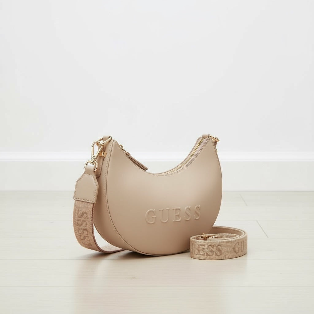 GUESS Luna Hobo Crossbody Bag – Beige