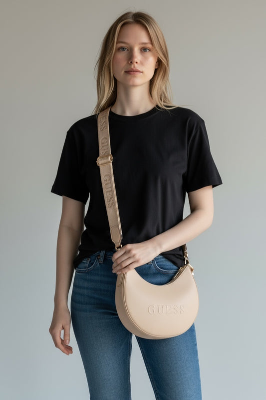 GUESS Luna Hobo Crossbody Bag – Beige