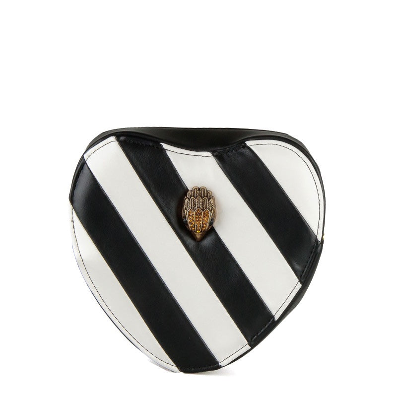 Kurt Geiger London Heart Stripe Clutch Black White