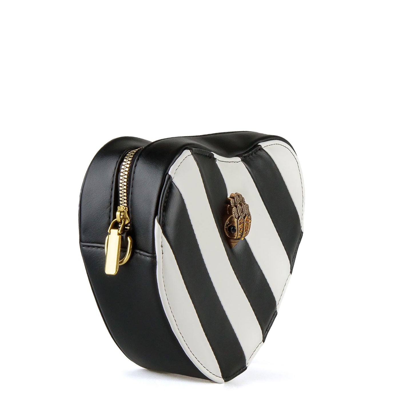 Kurt Geiger London Heart Stripe Clutch Black White