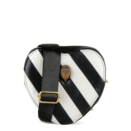 Kurt Geiger London Heart Stripe Clutch Black White