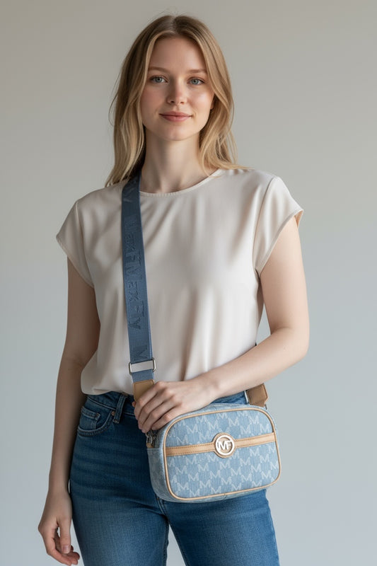 Γυναικεια τσάντα crossbody MaxFly Keitha από τζιν ύφασμα
