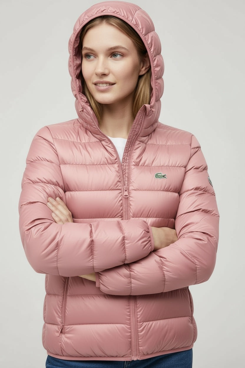 Γυναικείο Φουσκωτό Μπουφάν με Κουκούλα Lacoste – Pink