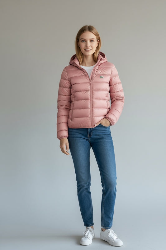 Γυναικείο Φουσκωτό Μπουφάν με Κουκούλα Lacoste – Pink