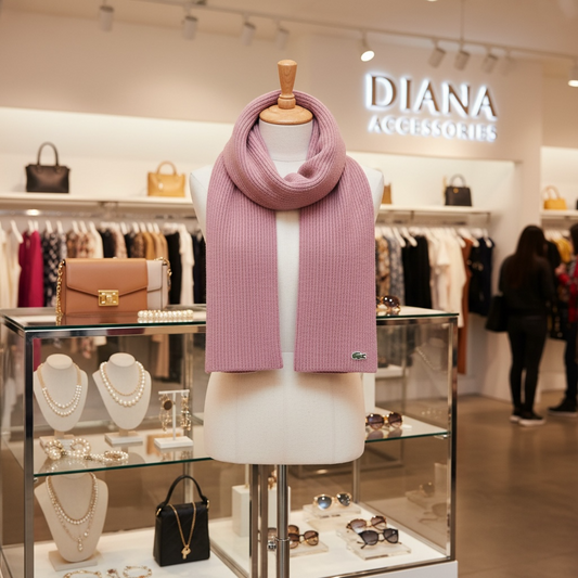 Κασκόλ Lacoste Ribbed Wool Scarf Ροζ