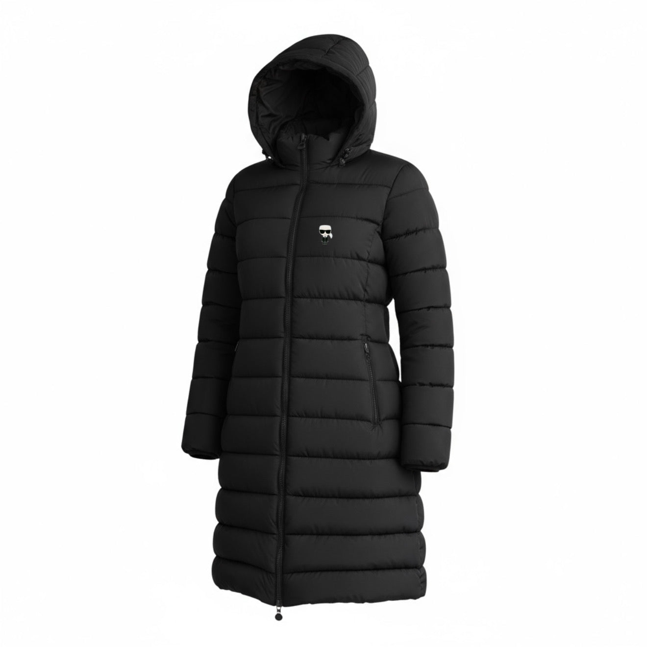 Karl Lagerfeld Μακρύ Γυναικείο Μπουφάν με Κουκούλα – Μαύρο