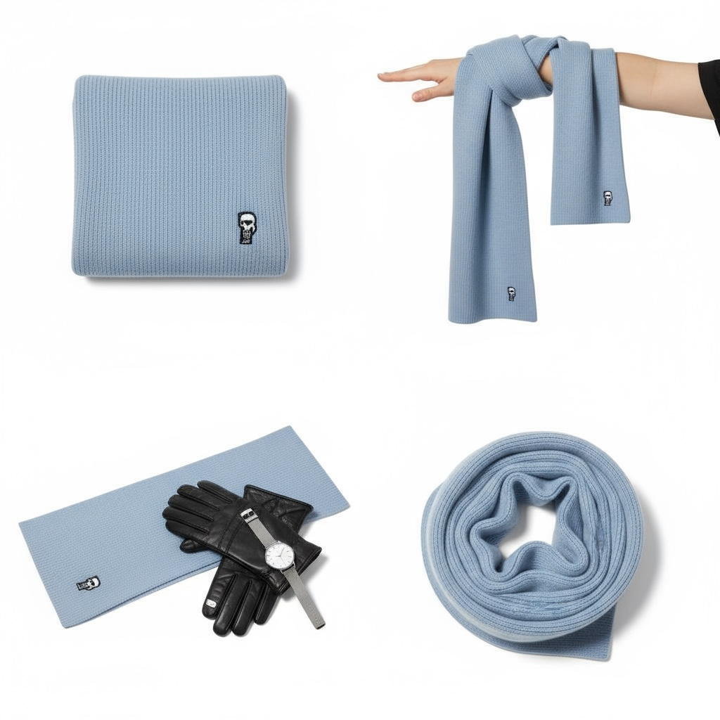 Karl Lagerfeld Ikonik Ribbed Scarf – Γαλάζιο