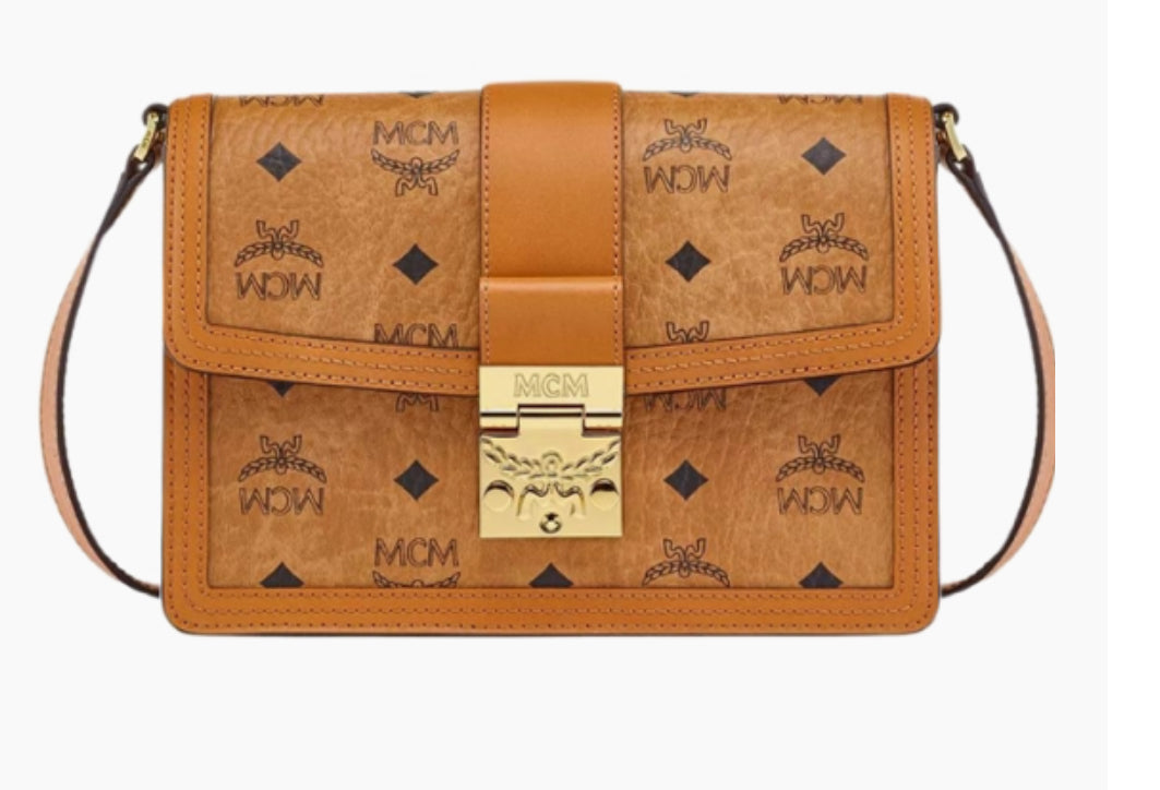 MCM Patricia Visetos Crossbody Bag – Cognac