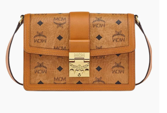 MCM Patricia Visetos Crossbody Bag – Cognac