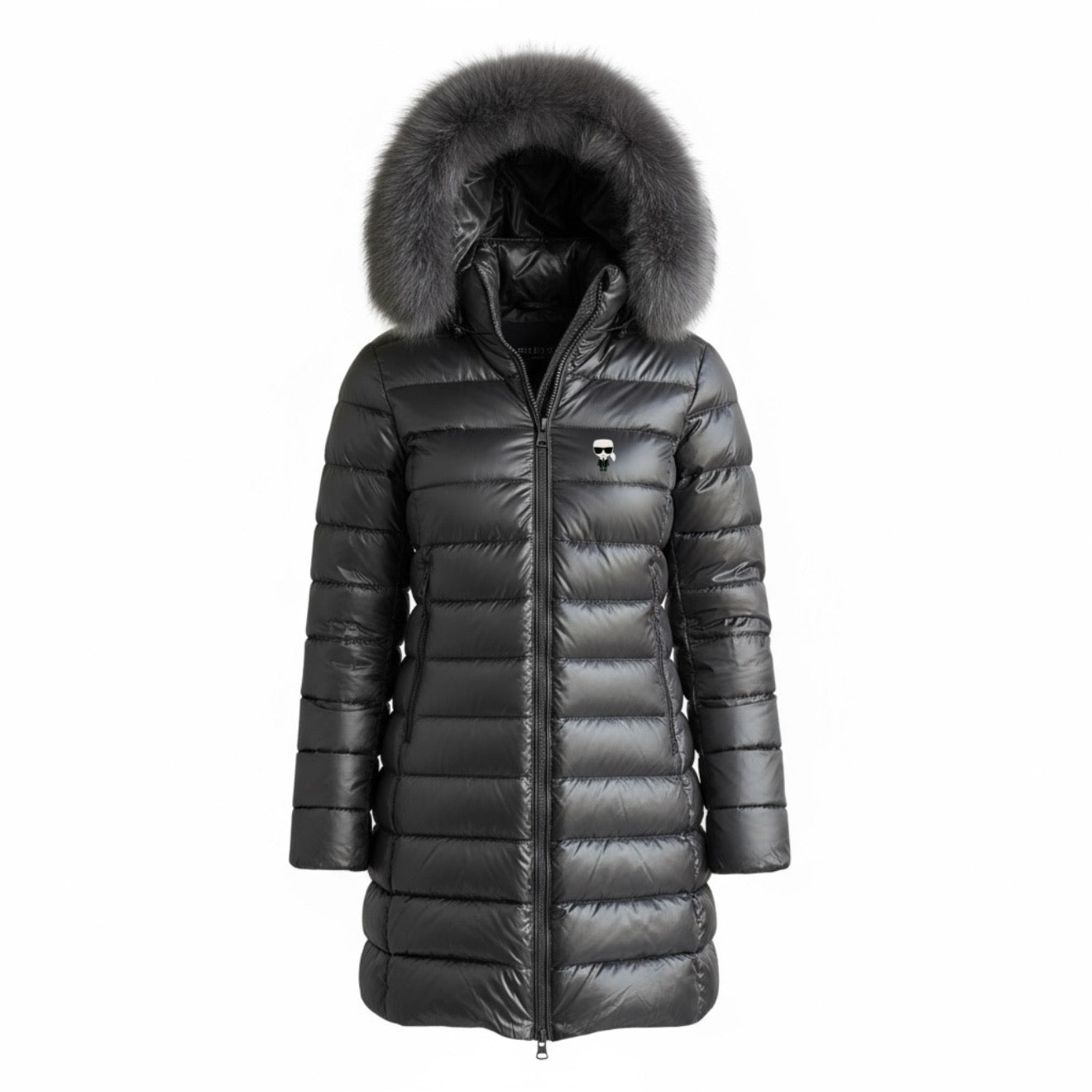 Γυναικείο Μπουφάν Karl Lagerfeld Puffer με Γούνα – Μαύρο