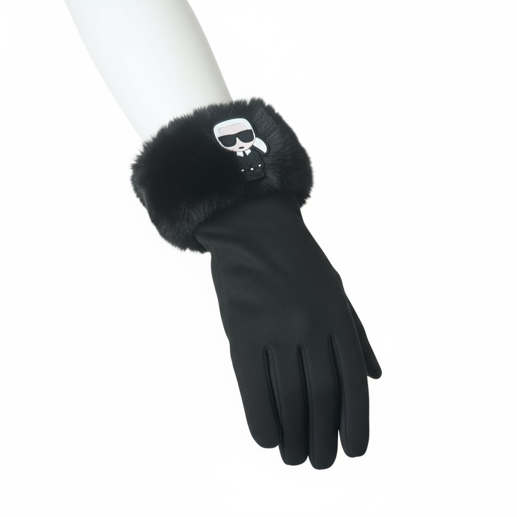 Γάντια Karl Lagerfeld με γούνα & λογότυπο Karl
