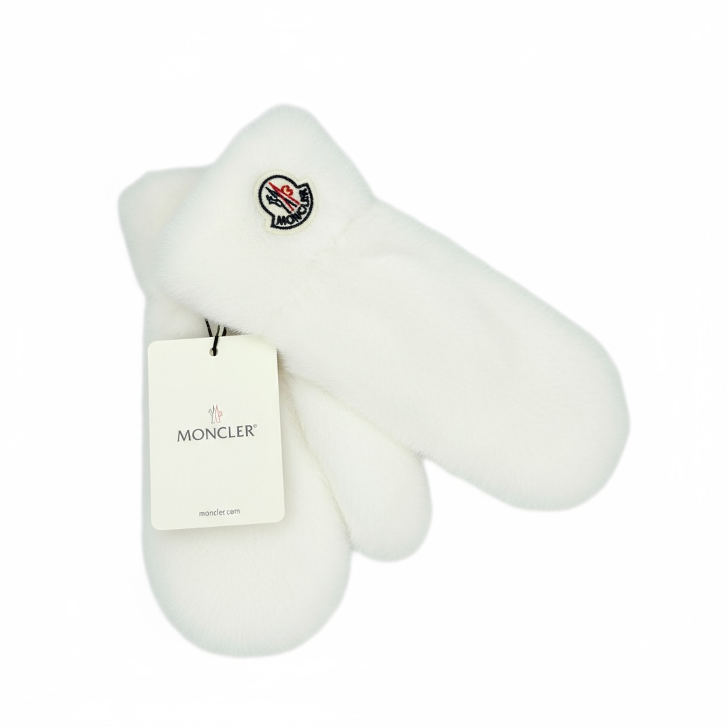 Γυναικεία Γάντια Moncler – Λευκά Γούνινα & Ζεστά