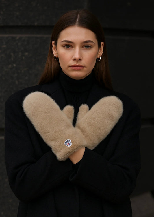 Γυναικεία Γάντια Moncler – Μπεζ Γούνινα & Ζεστά