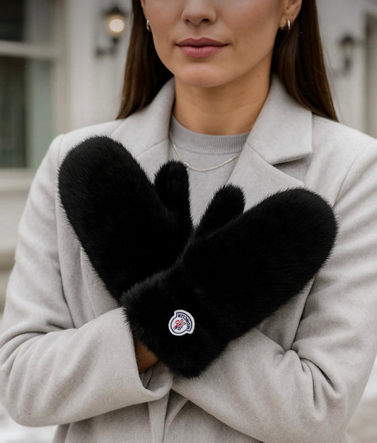 Γυναικεία Γάντια Moncler – Μαύρα Γούνινα & Ζεστά