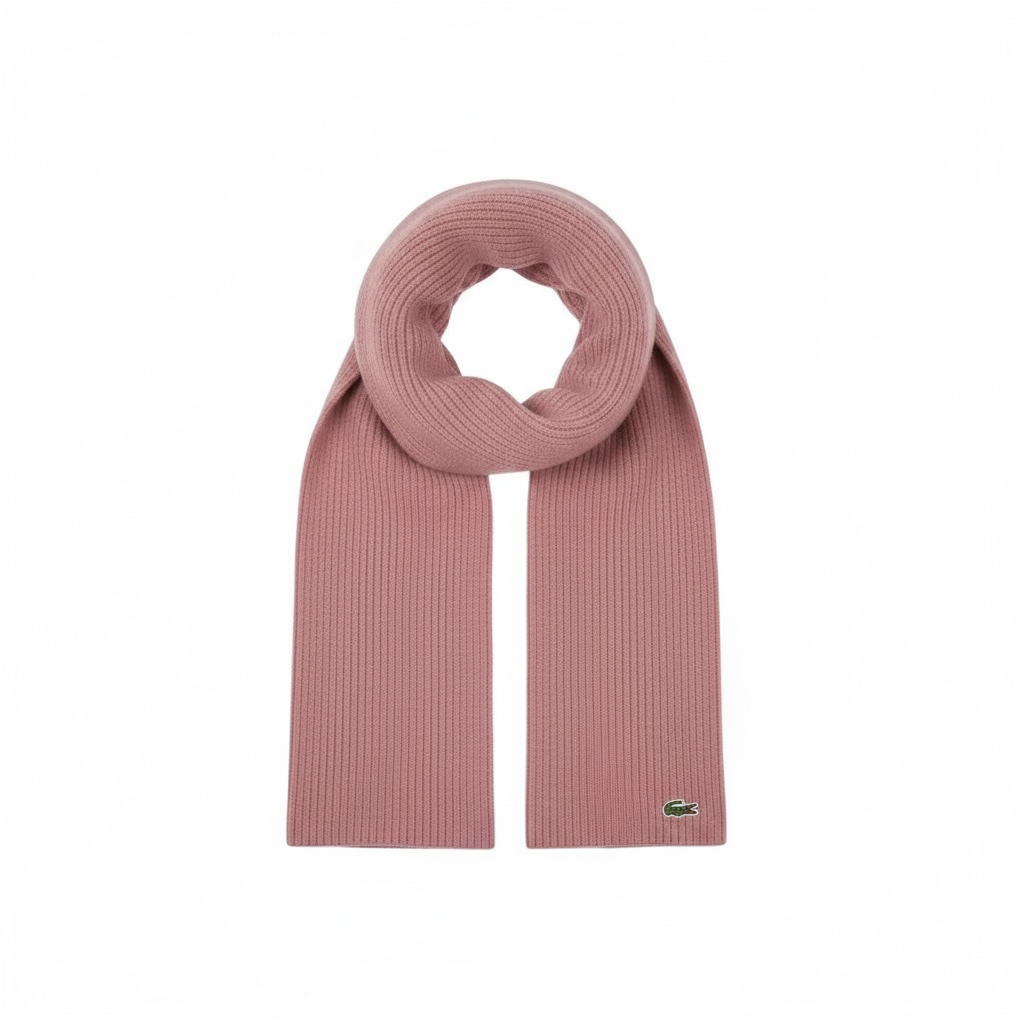 Κασκόλ Lacoste Ribbed Wool Scarf Ροζ