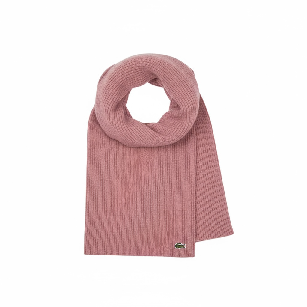 Κασκόλ Lacoste Ribbed Wool Scarf Ροζ