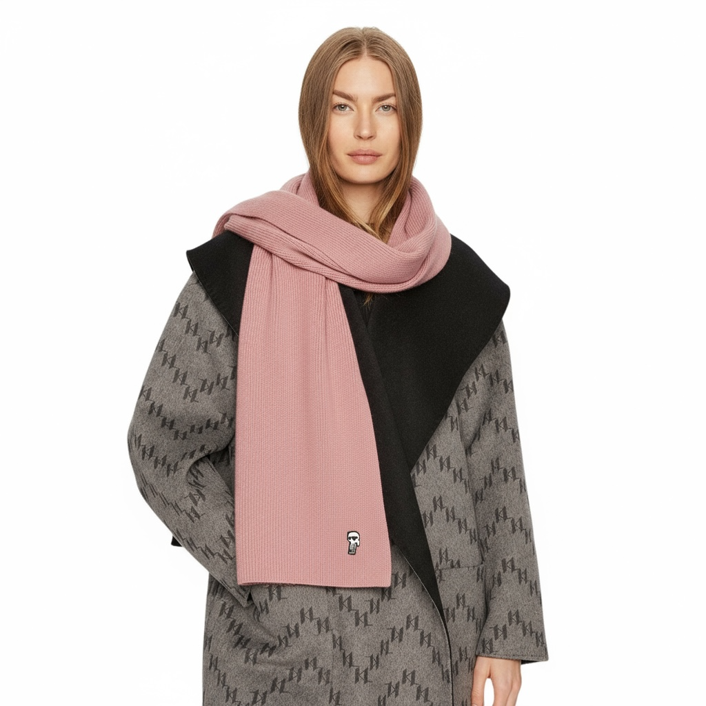 Karl Lagerfeld Ikonik Ribbed Scarf – Ροζ