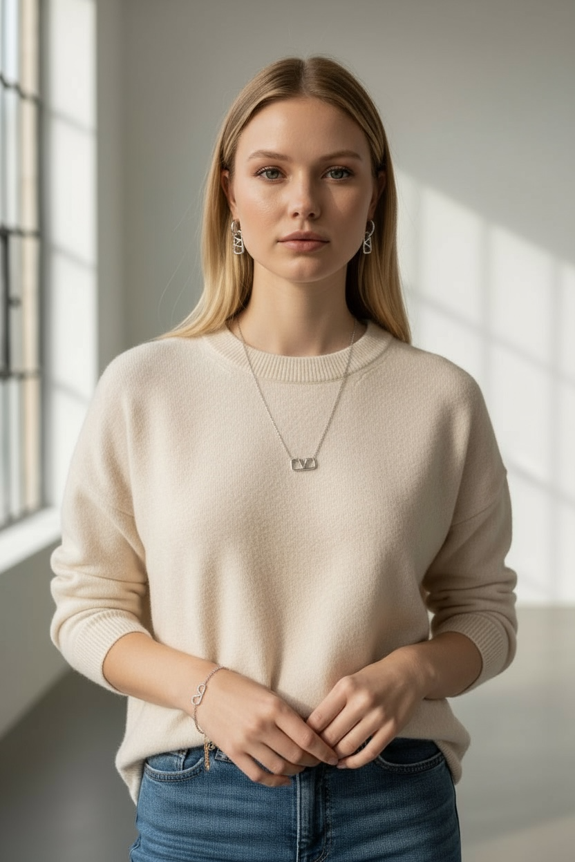 Σετ Κοσμημάτων Valentino – Σκουλαρίκια, Κολιέ & Βραχιόλι σε Ασημί Χρώμα