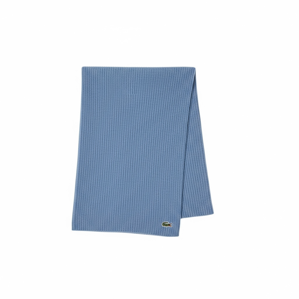 Κασκόλ Lacoste Ribbed Wool Scarf Γαλάζιο