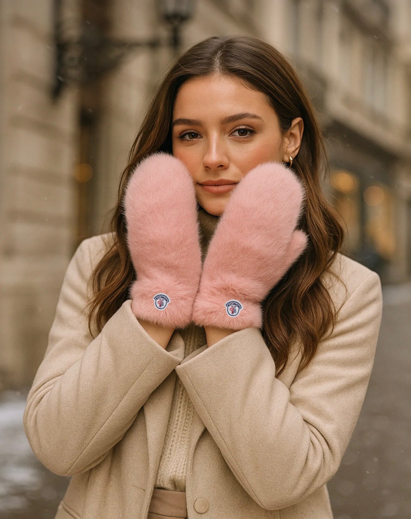 Γυναικεία Γάντια Moncler – Ροζ Γούνινα & Ζεστά