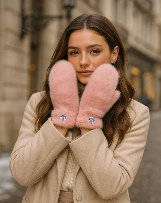 Γυναικεία Γάντια Moncler – Ροζ Γούνινα & Ζεστά