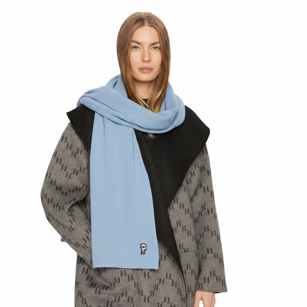 Karl Lagerfeld Ikonik Ribbed Scarf – Γαλάζιο